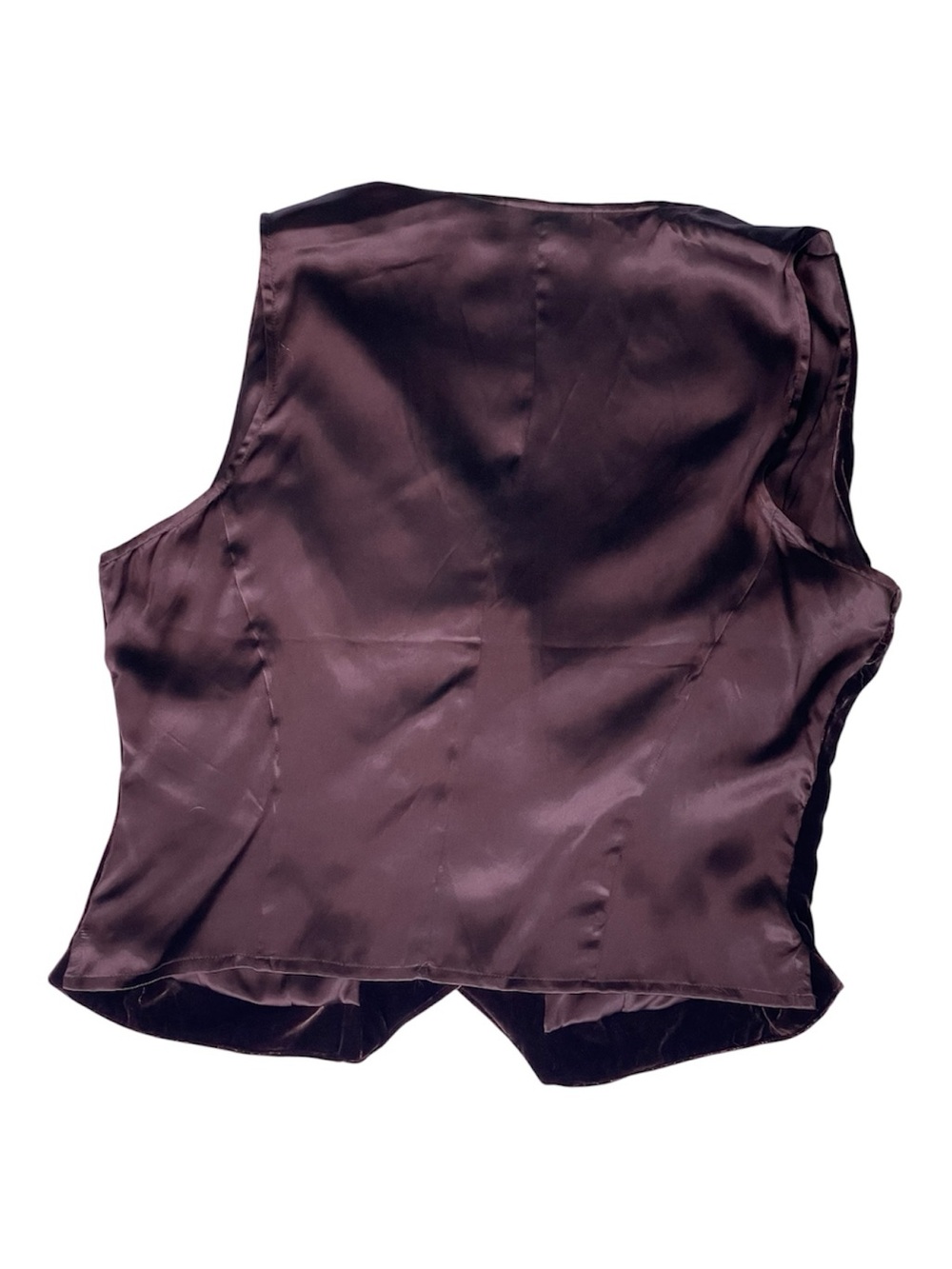 Victorias Secret Womens Vintage Gold Label Silk/Velvet Brown Vest SzL Boho Hippy - Picture 2 of 3